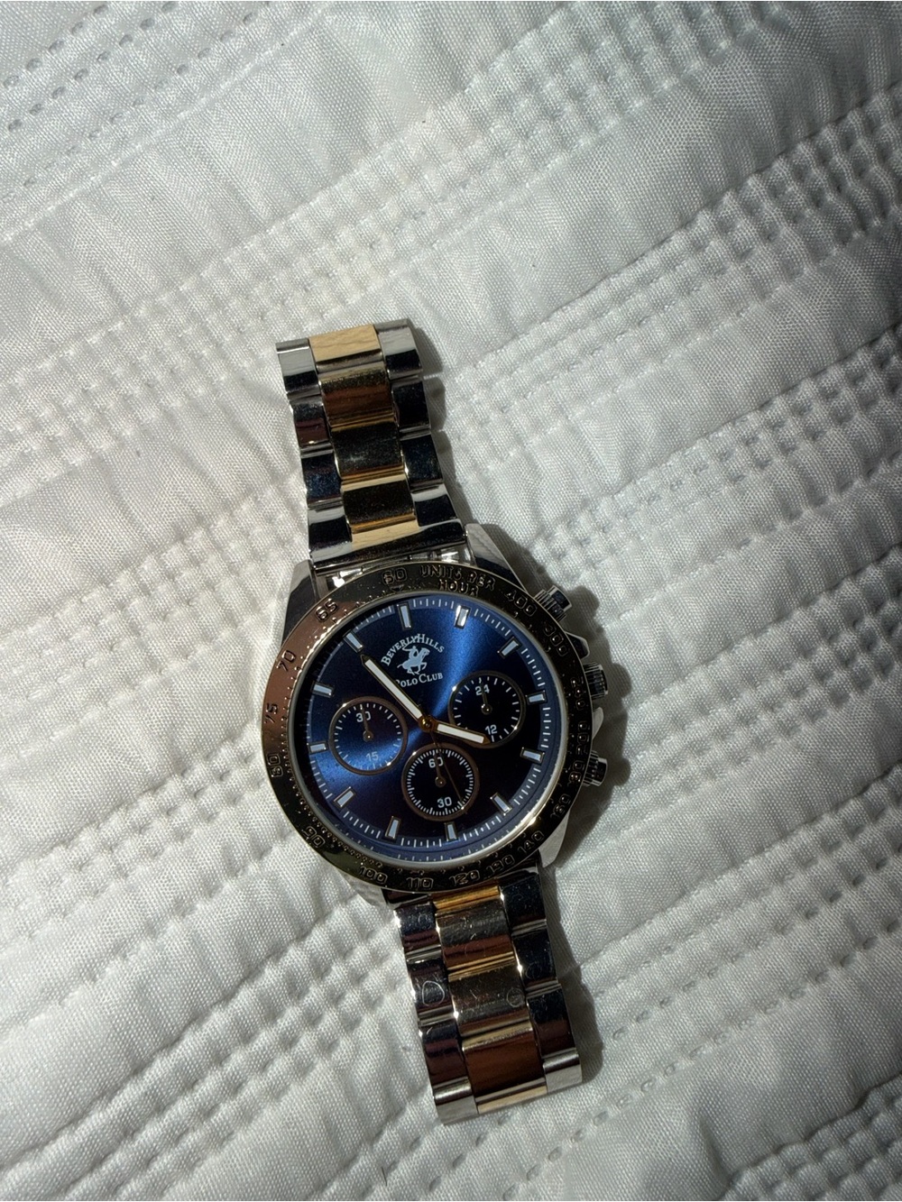 U.S. Polo Assn. Two-Tone Silver and Gold Bracelet Watch with Blue Dial